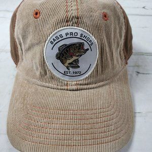 Bass Pro Shop Brown Courdroy/Cotton Adjustable Logo Patch Baseball Cap NWOT